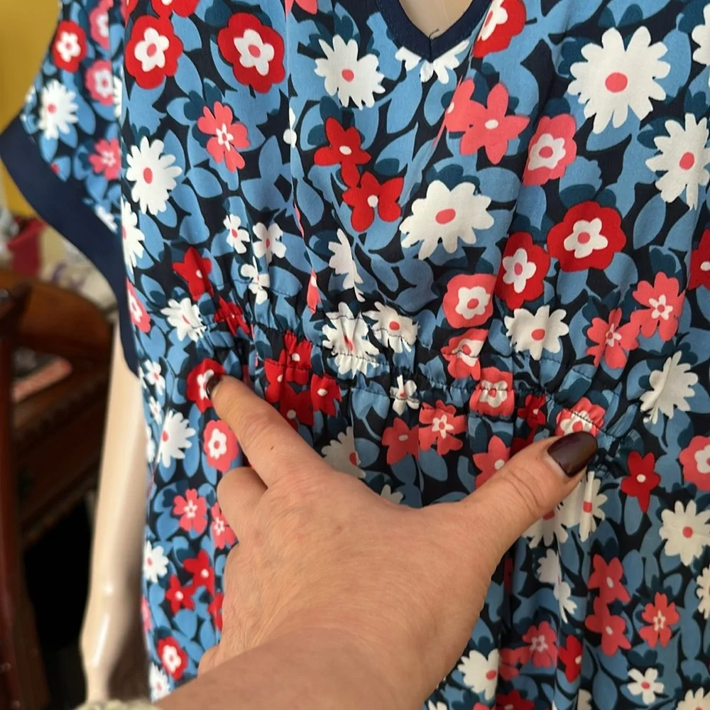 Kate Spade Daisy Shadows Caftan Dress in Blue Oversized Size M